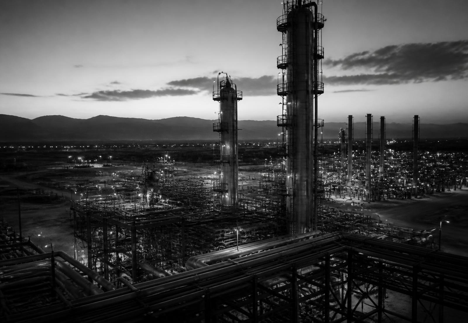 Industrial refinery at dusk